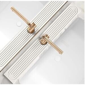 Faucet Mat for Kitchen Sink, Earth Stone Sink Tray- Light Gray